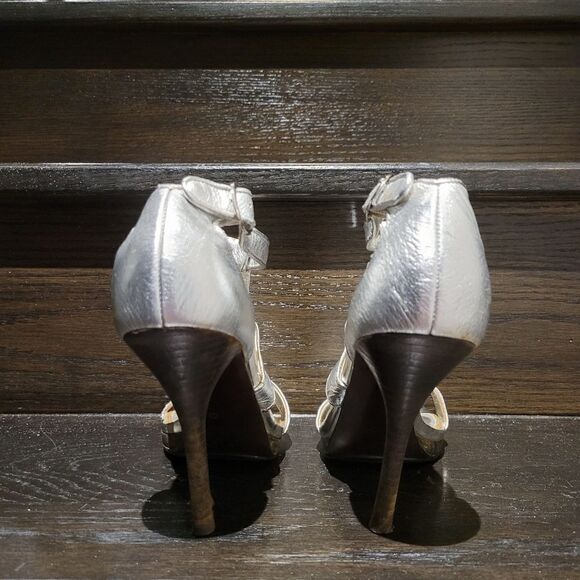 2/$20 Vintage Y2K Ralph Lauren Silver High Heels Shoes Size: 7.5M US - Picture 4 of 7